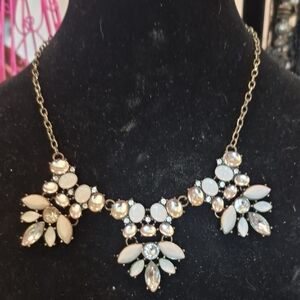 Gold and Cream Floral Cluster Necklace
